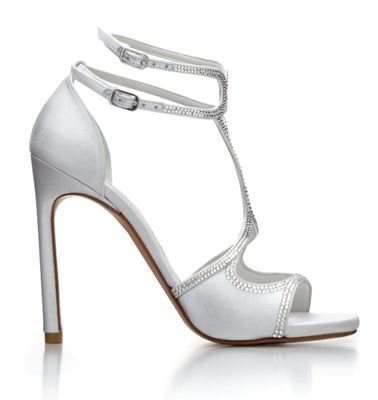 Stuart Weitzman Abendschuhe Silber mit Swarowski-Steinchen besetzt<br />